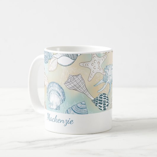 Personalisiert Beach Seashells Kaffeetasse (Vorderseite Links)