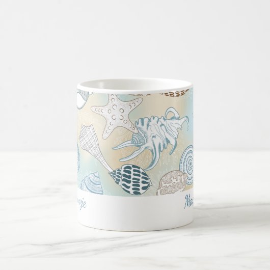 Personalisiert Beach Seashells Kaffeetasse (Mittel)