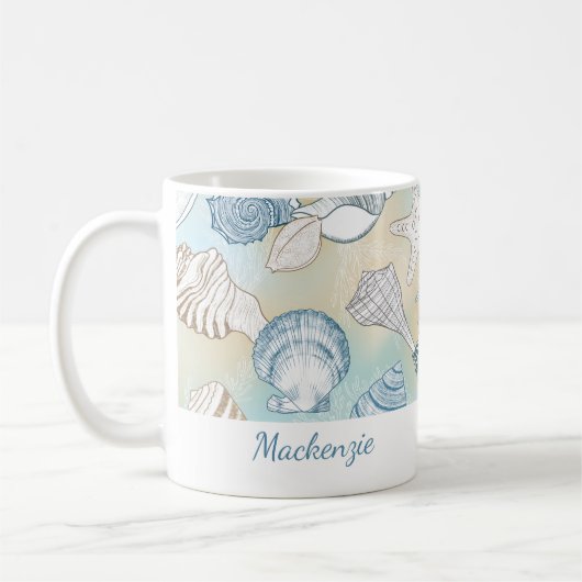 Personalisiert Beach Seashells Kaffeetasse (Links)
