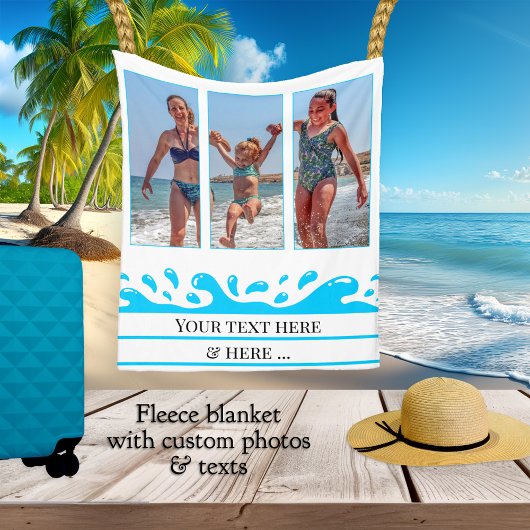 Personalisiert Beach Splash Foto Fleece Blanket