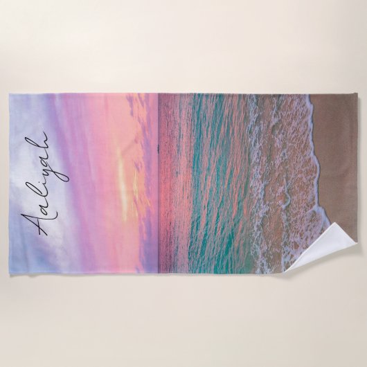 Personalisiert Beach Sunset Strandtuch (Vorderseite)
