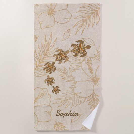 Personalisiert Beach Towel Name Sea Turtle Hawaii Strandtuch (Vorderseite)
