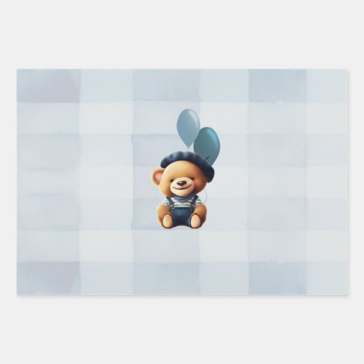 Personalisiert Bear Jean Baby Duschgeschenk Geschenkpapier Set (Vorderseite 2)