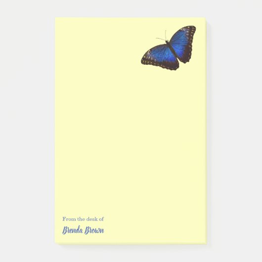 Personalisiert Beautiful Blue Morpho Butterfly Post-it Klebezettel (Vorderseite)