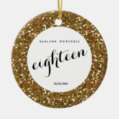Personalisiert Beautiful Gold Glitzer Achtzehn Keramik Ornament (Vorne)