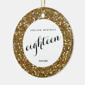 Personalisiert Beautiful Gold Glitzer Achtzehn Keramik Ornament (Links)