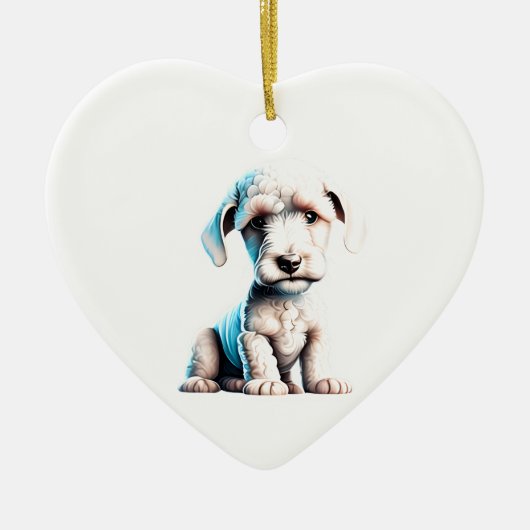 Personalisiert Bedlington Terrier Puppy Keramik Ornament (Vorne)