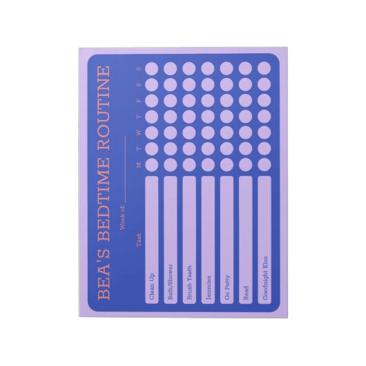Personalisiert Bedtime 11" x 8,5" Notepad - 40 Sei Notizblock (Rotiert)