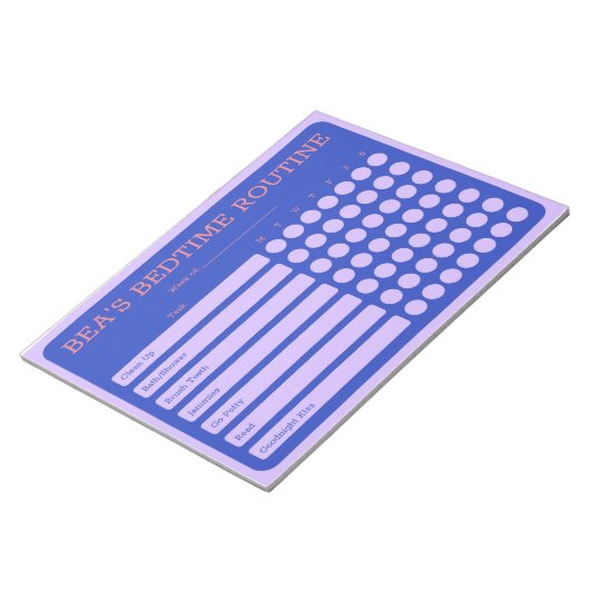 Personalisiert Bedtime 11" x 8,5" Notepad - 40 Sei Notizblock (angewinkelt)