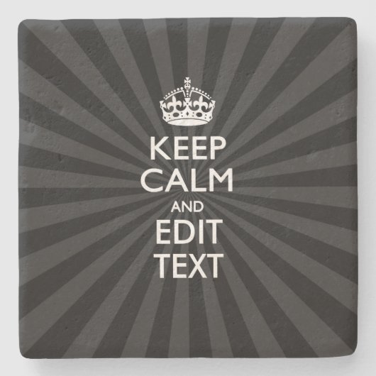 Personalisiert BEHALTEN CALM Ihren Text Black Sunb Steinuntersetzer (Vorderseite)