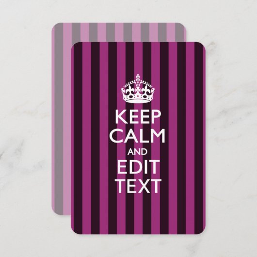 Personalisiert BEHALTEN CALM Ihren Text Fuchsia St (Vorne/Hinten)