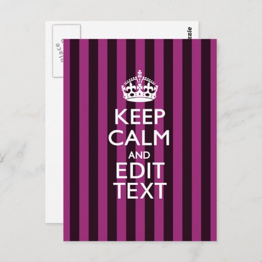 Personalisiert BEHALTEN CALM Ihren Text Fuchsia St Postkarte (Vorne/Hinten)