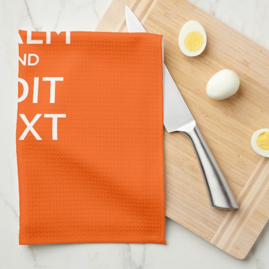 Personalisiert BEHALTEN CALM Ihren Text Orange Acc Handtuch (Viertel Falte)