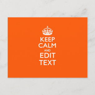 Personalisiert BEHALTEN CALM Ihren Text Orange Acc Postkarte