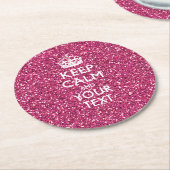 Personalisiert BEHALTEN CALM und die rosa Textdeko Runder Pappuntersetzer (Angewinkelt)