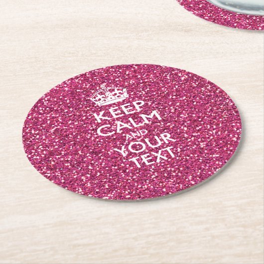 Personalisiert BEHALTEN CALM und die rosa Textdeko Runder Pappuntersetzer (Angewinkelt)