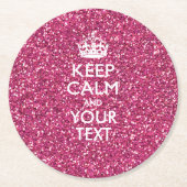 Personalisiert BEHALTEN CALM und die rosa Textdeko Runder Pappuntersetzer (Vorderseite)