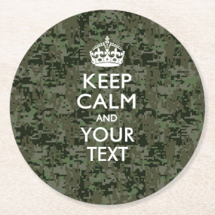 Personalisiert BEHALTEN CALM und digitale Camoufla Runder Pappuntersetzer