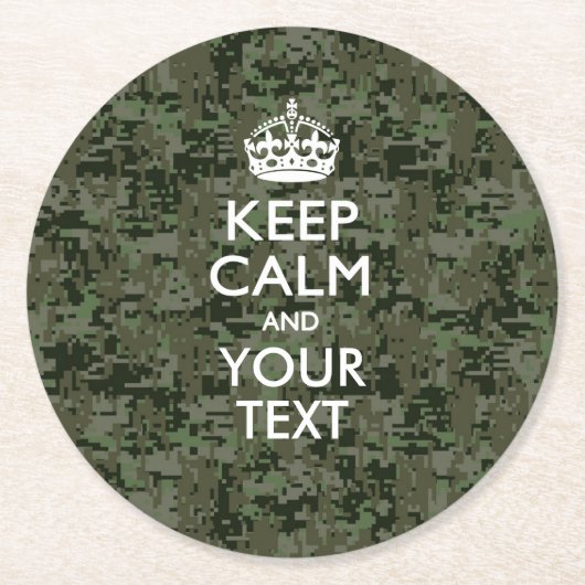 Personalisiert BEHALTEN CALM und digitale Camoufla Runder Pappuntersetzer (Vorderseite)