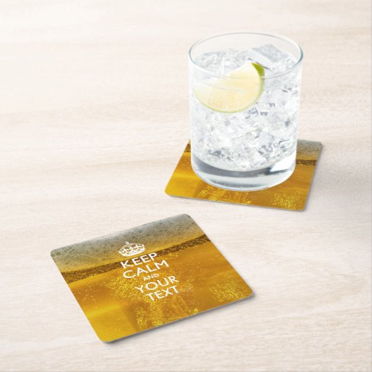 Personalisiert BEHALTEN CALM und Ihr Text auf Bier Rechteckiger Pappuntersetzer (Vor Ort)
