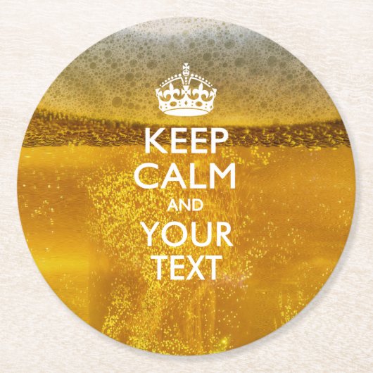 Personalisiert BEHALTEN CALM und Ihr Text auf Bier Runder Pappuntersetzer (Vorderseite)