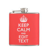 Personalisiert BEHALTEN CALM und Ihr Text auf Pink Flachmann (Vorderseite)