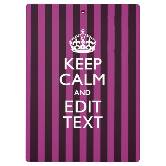 Personalisiert BEHALTEN CALM und Ihr Text auf Rosa Klemmbrett (Rückseite)