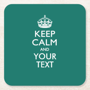 Personalisiert BEHALTEN CALM UND Ihr Text für Aqua Rechteckiger Pappuntersetzer