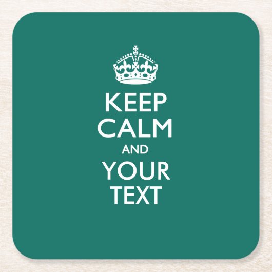 Personalisiert BEHALTEN CALM UND Ihr Text für Aqua Rechteckiger Pappuntersetzer (Vorderseite)