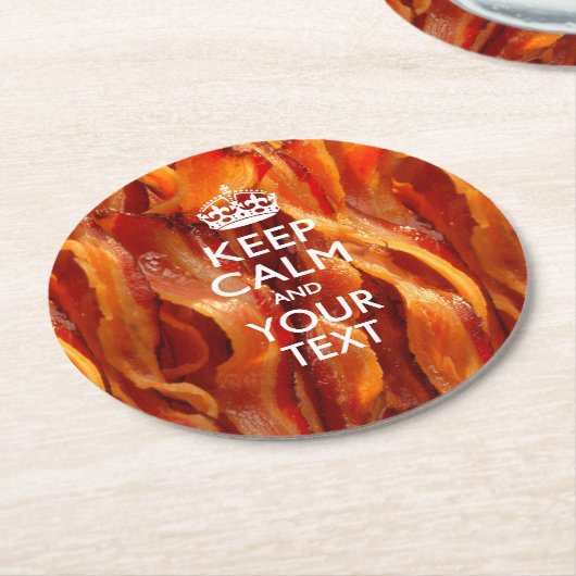 Personalisiert BEHALTEN CALM UND Ihr Text für Baco Runder Pappuntersetzer (Angewinkelt)