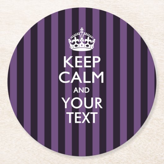 Personalisiert BEHALTEN CALM UND Ihr Text für Lila Runder Pappuntersetzer (Vorderseite)