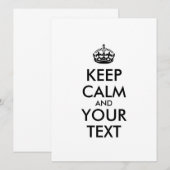 Personalisiert BEHALTEN CALM und IHRER TEXT (Vorne/Hinten)