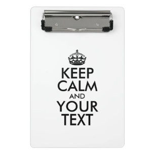 Personalisiert BEHALTEN CALM und IHRER TEXT Mini Klemmbrett
