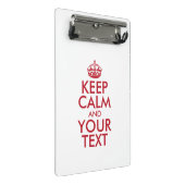 Personalisiert BEHALTEN CALM und IHRER TEXT Mini Klemmbrett (Schrägansicht)