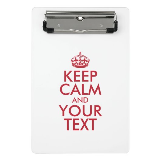 Personalisiert BEHALTEN CALM und IHRER TEXT Mini Klemmbrett (Vorderseite)