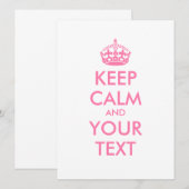 Personalisiert BEHALTEN CALM und IHRER TEXT - rosa (Vorne/Hinten)