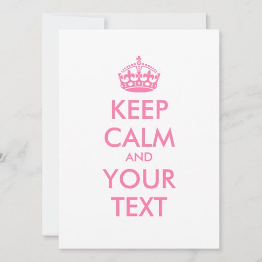 Personalisiert BEHALTEN CALM und IHRER TEXT - rosa (Vorderseite)