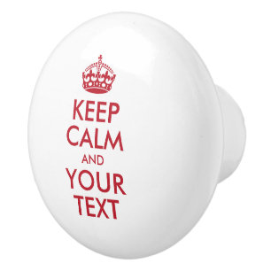 Personalisiert BEHALTEN CALM und IHRER TEXT - rote Keramikknauf