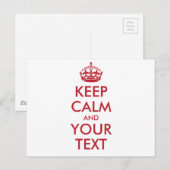 Personalisiert BEHALTEN CALM und IHRER TEXT - rote Postkarte (Vorne/Hinten)