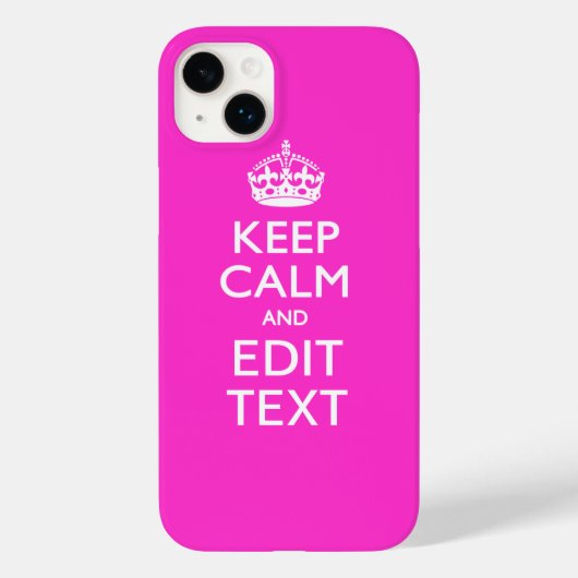 Personalisiert BEHALTEN CALM und Text lebhaft rosa Case-Mate iPhone Hülle (Rückseite)