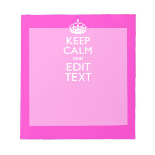Personalisiert BEHALTEN CALM und Text lebhaft rosa Notizblock