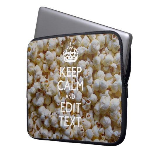Personalisiert BEHALTEN CALM und Text-Popcorn Laptopschutzhülle (Vorderseite Links)