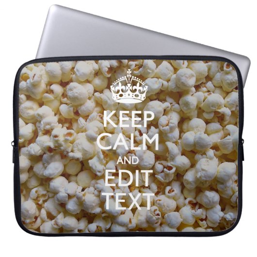 Personalisiert BEHALTEN CALM und Text-Popcorn Laptopschutzhülle (Vorderseite)