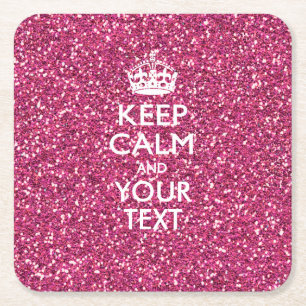 Personalisiert BEHALTEN CALM und Text rosa Rose Rechteckiger Pappuntersetzer