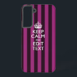 Personalisiert BEHALTEN KALM Ihren Text auf Pink F Samsung Galaxy Hülle<br><div class="desc">Ein personalisiert angesagtes fuchsienrosa Streifen Dekor Bewahren Sie Ruhe und Carry On Stil Sprichwort auf einem individuellen Geschenk. Humorvoll oder skurril versuchen Sie Ihre kreativen Worte auf den zwei bearbeitbaren Textzeilen. Vergessen Sie nicht, HAUPTSTÄDTE für beste Ergebnisse zu verwenden. Verwenden Sie den Link "Diesen Designer Gefragt", um uns mit Ihren...</div>
