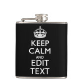 Personalisiert BEHALTEN KALM Ihren Text auf schwar Flachmann (Vorderseite)