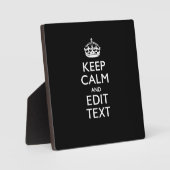 Personalisiert BEHALTEN KALM Ihren Text auf schwar Fotoplatte (Vorderseite)