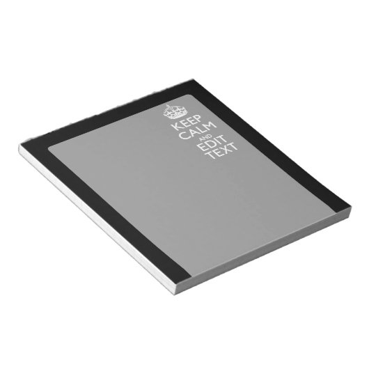 Personalisiert BEHALTEN KALM Ihren Text auf schwar Notizblock (angewinkelt)