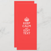 Personalisiert BEHALTEN KALM Ihren Text in Koralle (Vorne/Hinten)