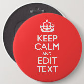 Personalisiert BEHALTEN KALM Ihren Text in Koralle Button (Vorne & Hinten)